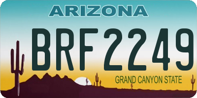 AZ license plate BRF2249