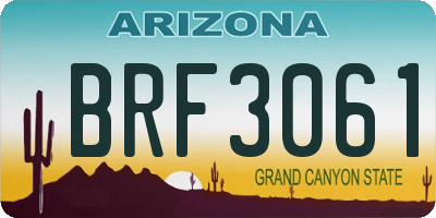 AZ license plate BRF3061
