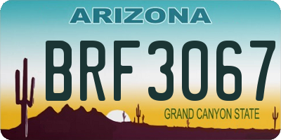 AZ license plate BRF3067