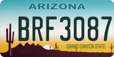 AZ license plate BRF3087