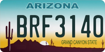 AZ license plate BRF3140