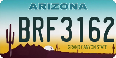 AZ license plate BRF3162