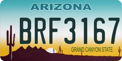 AZ license plate BRF3167