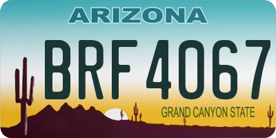 AZ license plate BRF4067