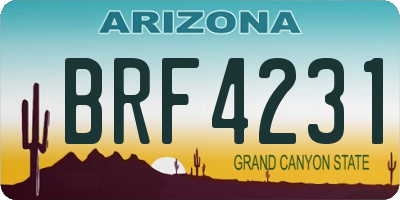 AZ license plate BRF4231