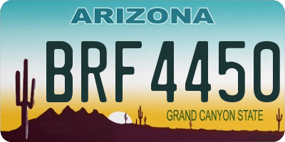 AZ license plate BRF4450