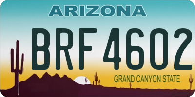 AZ license plate BRF4602