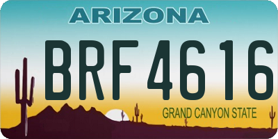 AZ license plate BRF4616