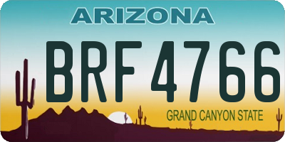 AZ license plate BRF4766