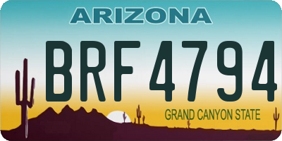 AZ license plate BRF4794