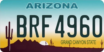 AZ license plate BRF4960