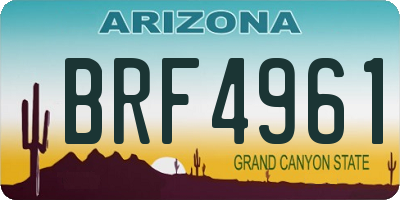 AZ license plate BRF4961