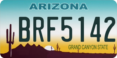 AZ license plate BRF5142