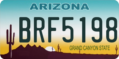 AZ license plate BRF5198