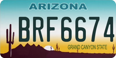 AZ license plate BRF6674