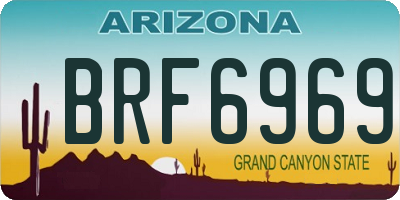 AZ license plate BRF6969