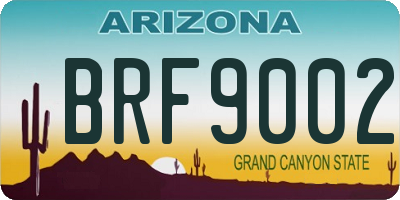 AZ license plate BRF9002