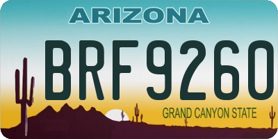 AZ license plate BRF9260