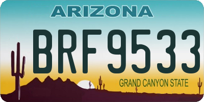AZ license plate BRF9533