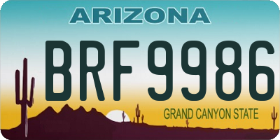 AZ license plate BRF9986