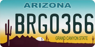 AZ license plate BRG0366