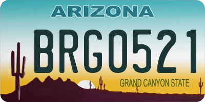 AZ license plate BRG0521
