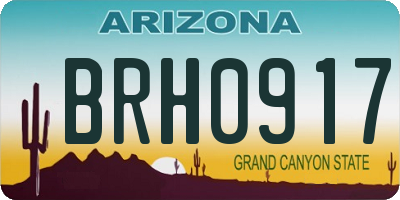 AZ license plate BRH0917