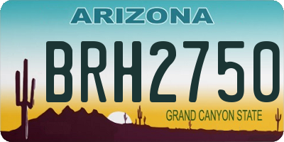 AZ license plate BRH2750