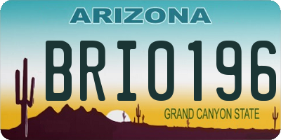 AZ license plate BRI0196