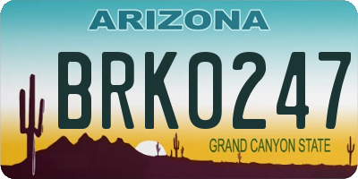 AZ license plate BRK0247