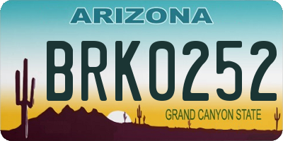 AZ license plate BRK0252