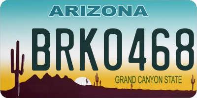 AZ license plate BRK0468