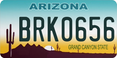 AZ license plate BRK0656