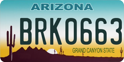 AZ license plate BRK0663