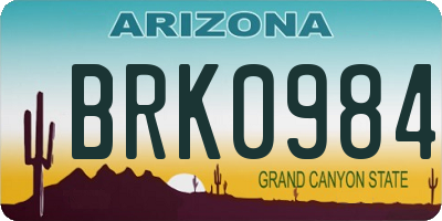 AZ license plate BRK0984