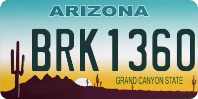 AZ license plate BRK1360