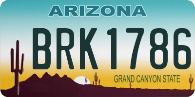 AZ license plate BRK1786