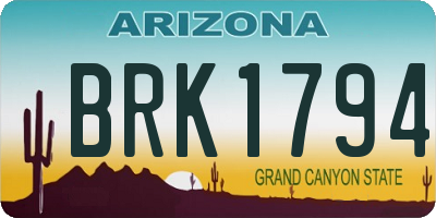 AZ license plate BRK1794