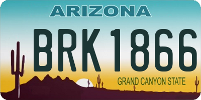 AZ license plate BRK1866