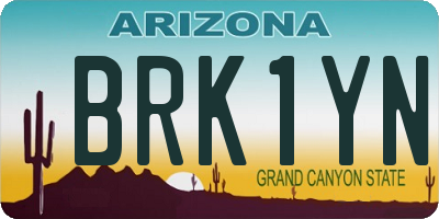 AZ license plate BRK1YN