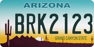 AZ license plate BRK2123