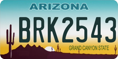 AZ license plate BRK2543
