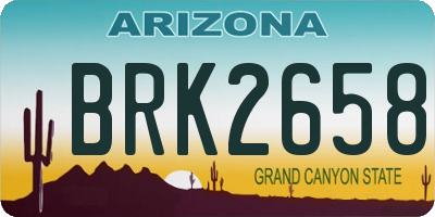 AZ license plate BRK2658
