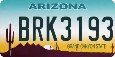 AZ license plate BRK3193