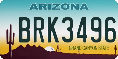 AZ license plate BRK3496