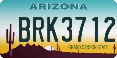 AZ license plate BRK3712