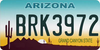 AZ license plate BRK3972