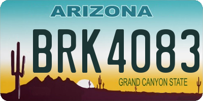 AZ license plate BRK4083