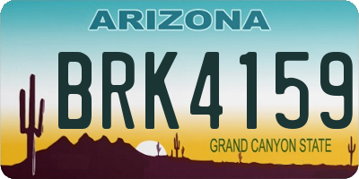 AZ license plate BRK4159