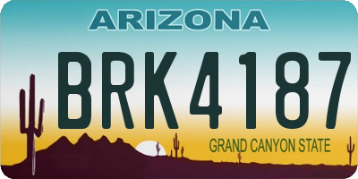 AZ license plate BRK4187